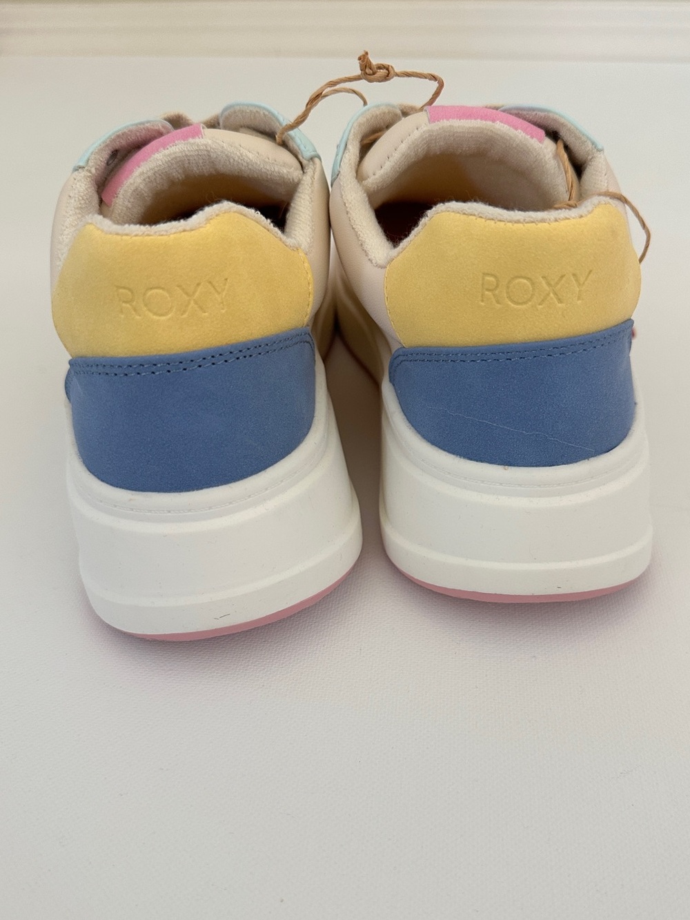 Roxy Tan Pink Blue Yellow Color-Block Sneakers Size 7 - Picture 10 of 12